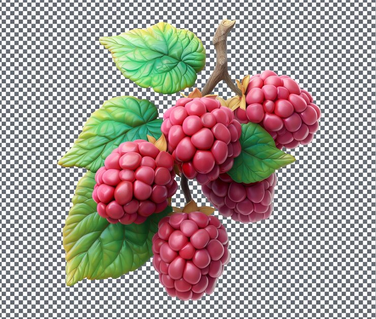 PSD natural and fresh loganberry isolated on transparent background