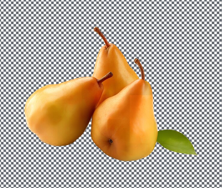 PSD natural and fresh pears isolated on transparent background