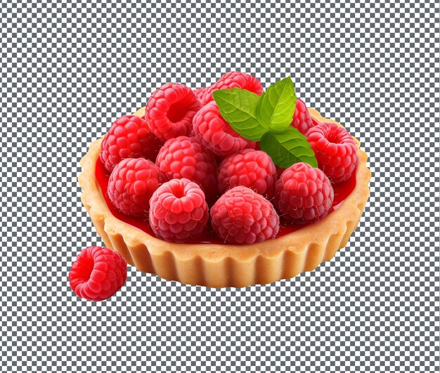 PSD natural and fresh raspberry tart isolated on transparent background