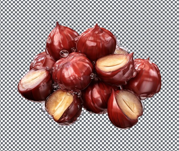 PSD natural and fresh water chestnuts isolated on transparent background