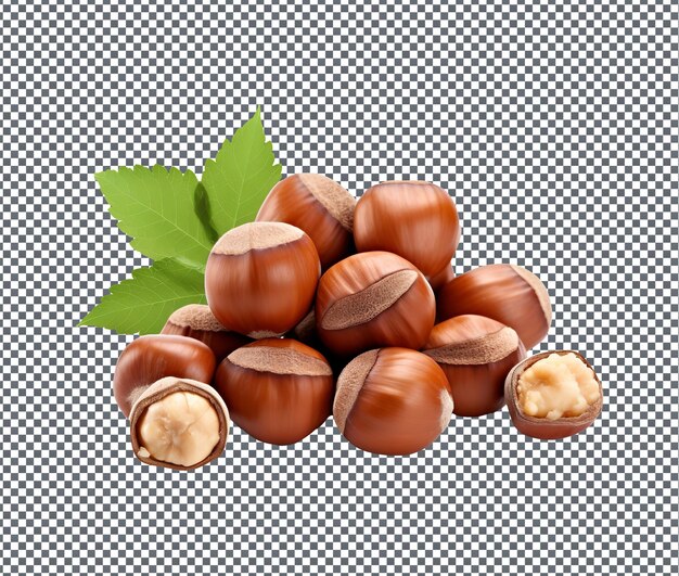 Natural hazelnuts isolated on transparent background