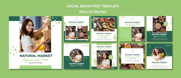 PSD natural market concept social media post template