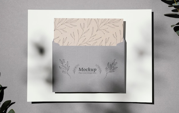 Natural material card mock-up arrangement