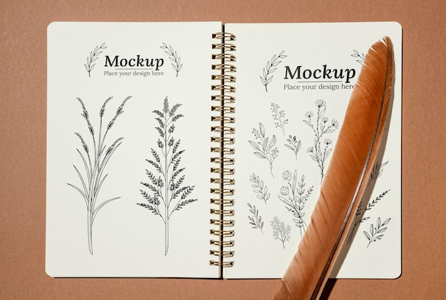 Natural material notebook mock-up