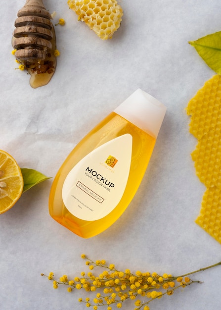 natural medicine packaging mockup with ingredients