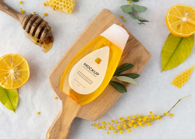 natural medicine packaging mockup with ingredients