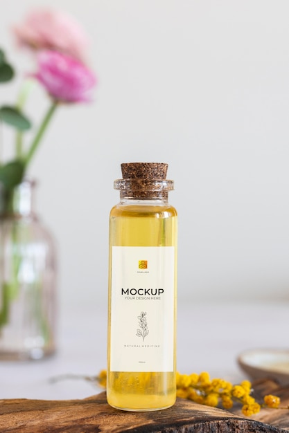 natural medicine packaging mockup with ingredients
