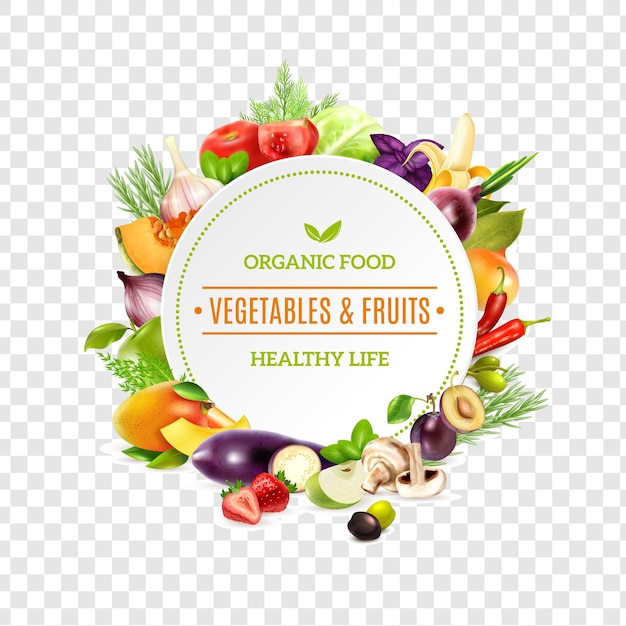 natural organic food background isolated on transparent background