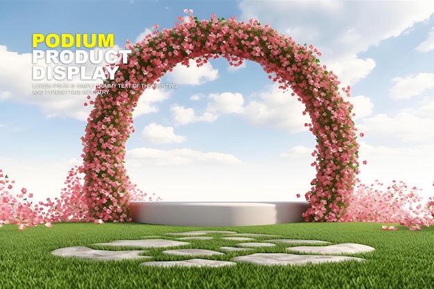 PSD natural podium scene for product display stage display mockup for show product presentation