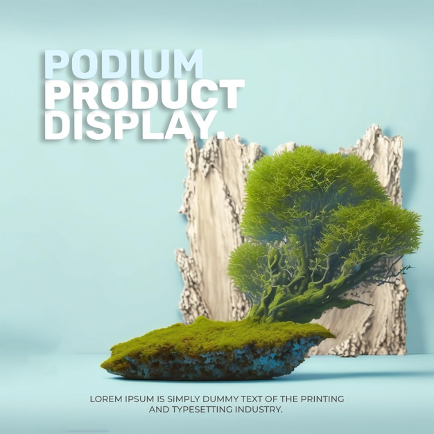 PSD natural podium stage display mockup for product presentation scene for product display 3d rendering