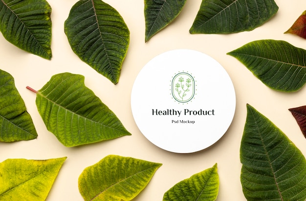 Natural product mock-up with leaves