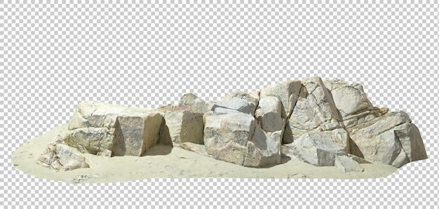 Natural rocks beach shapes isolated backgrounds 3d render