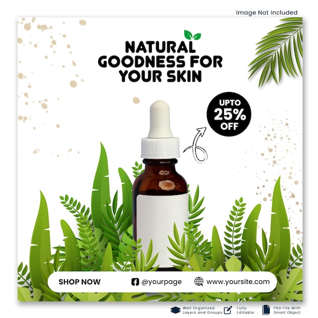 PSD natural skincare beauty product features instagram post