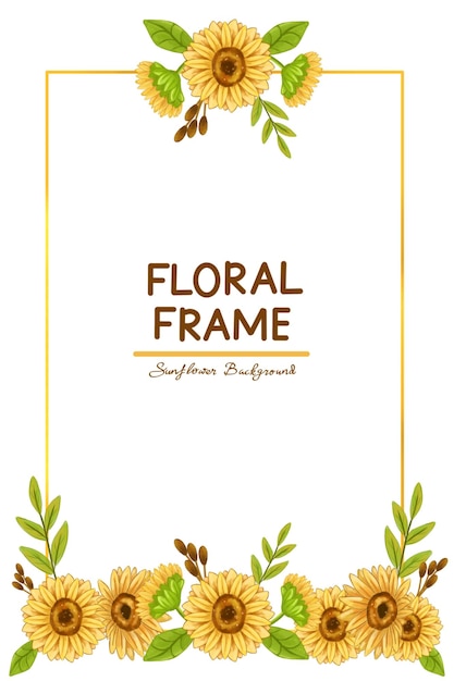 natural sunflower watercolor clipart frame for invitation or card design