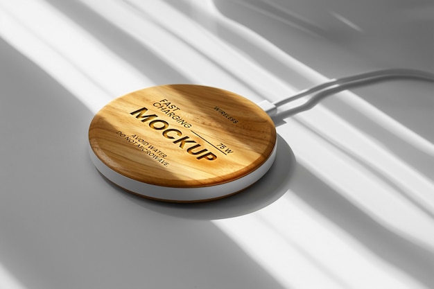 Natural wireless charger texture mockup