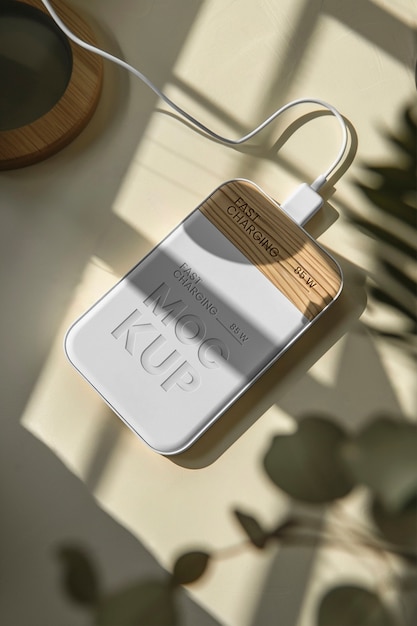 Natural wireless charger texture mockup