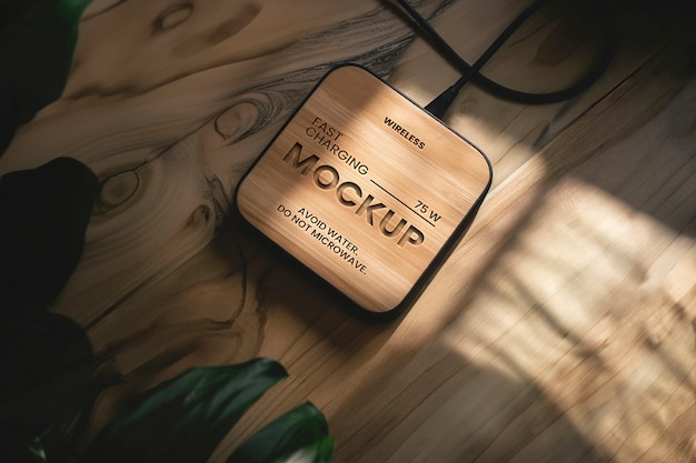 Natural wireless charger texture mockup