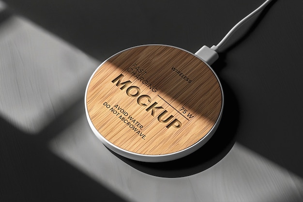 Natural wireless charger texture mockup