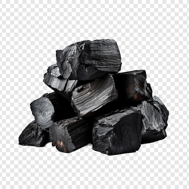 PSD natural wood charcoal traditional charcoal isolated on transparent background