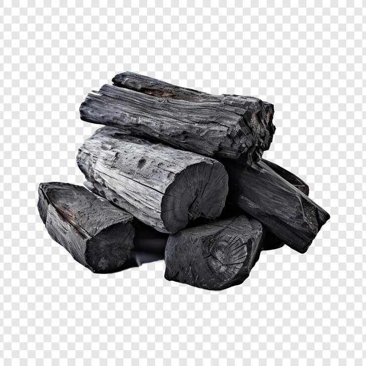 PSD naturalny węgiel drzewny tradycyjny węgiel drewniany izolowany na przezroczystym tle