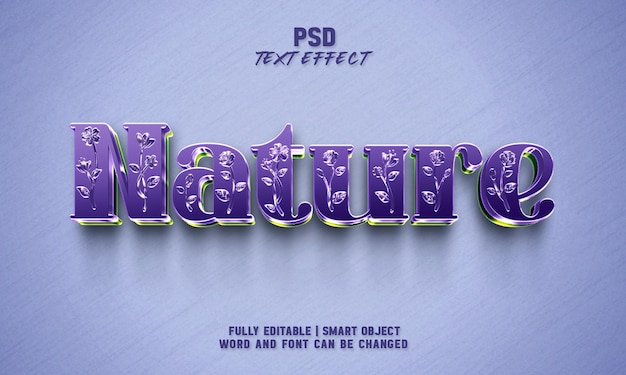 PSD Природа 3d полужирный редактируемый текстовый эффект шаблон