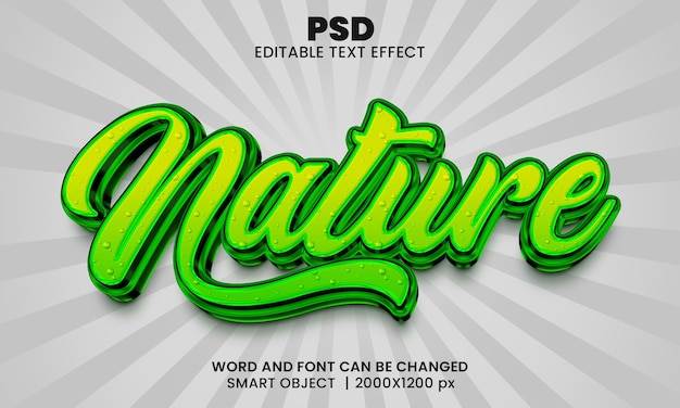 nature 3d editable photoshop text effect style with background