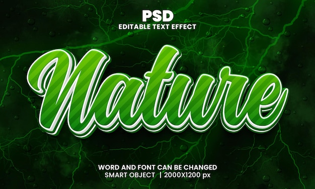 PSD nature 3d editable photoshop text effect style with background