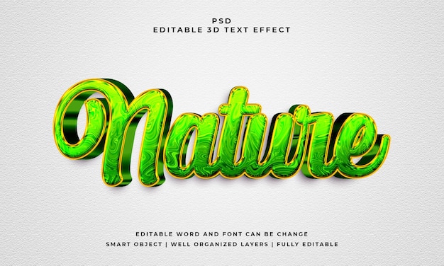 PSD nature 3d editable psd text effect with background