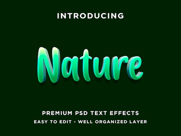 Nature 3d Green編集可能なテキスト効果スタイル