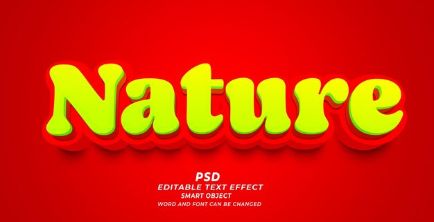 PSD Эффект редактируемого текста nature 3d psd