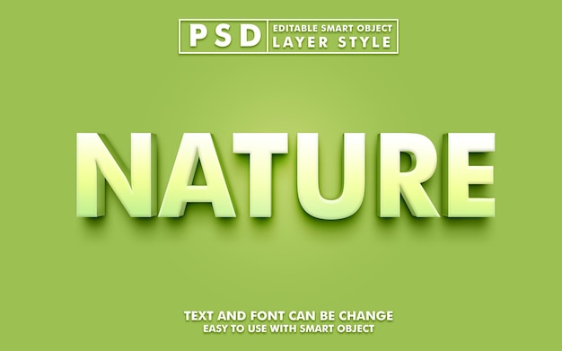 Natura 3d effetto testo realistico psd premium