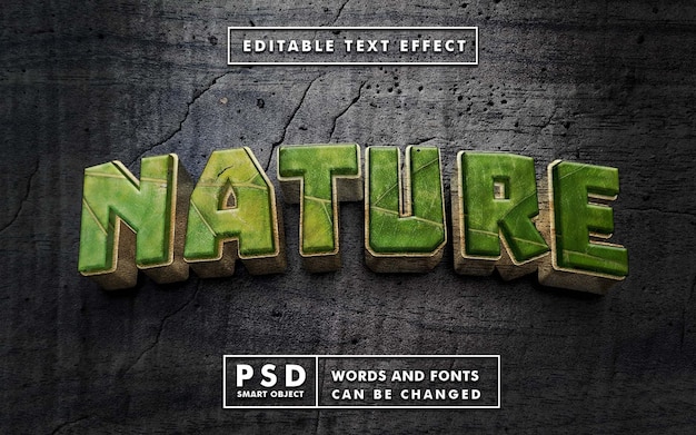 Natura 3d effetto testo realistico psd premium