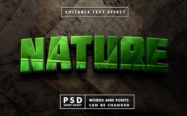 Nature 3d realistic text effect premium psd