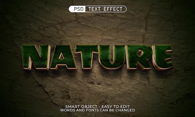 Effetto di testo realistico 3d della natura