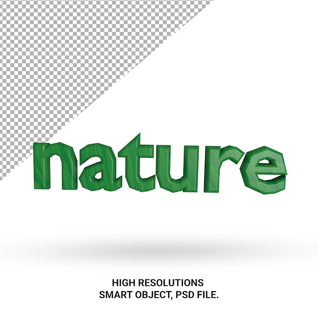 PSD nature alphabet 3d render isolated for social media