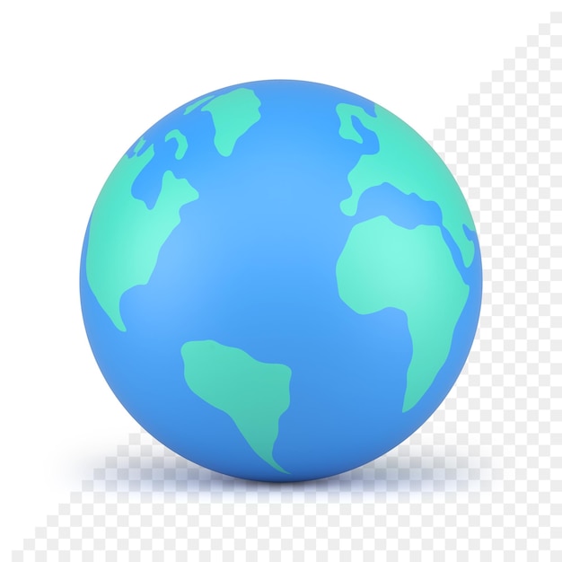 Natura blu pianeta terra globo geografia sfera forma realistica icona 3d