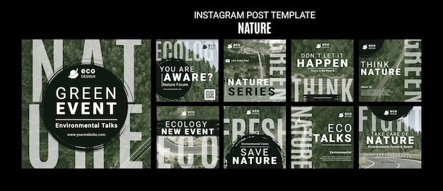 PSD post di instagram di concetto di natura