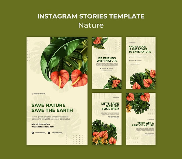 PSD modello di storie di instagram di conservazione della natura