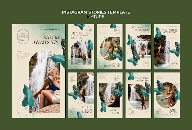 PSD nature design instagram stories template