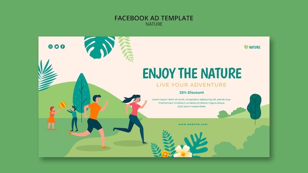 PSD modello di facebook per l'intrattenimento della natura