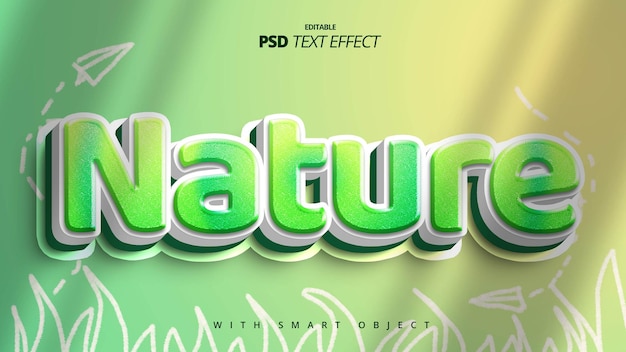 nature green summer fresh 3d text effect template design
