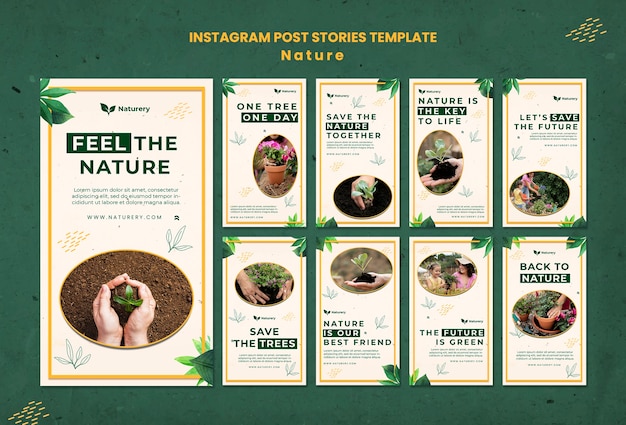 PSD nature instagram stories template design