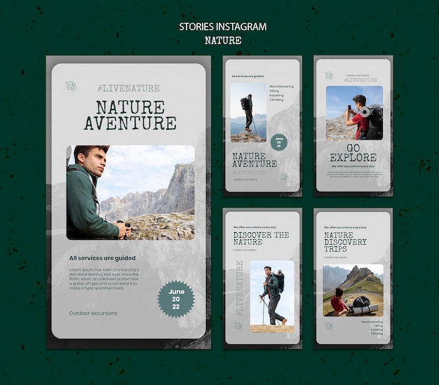 PSD nature instagram stories template design