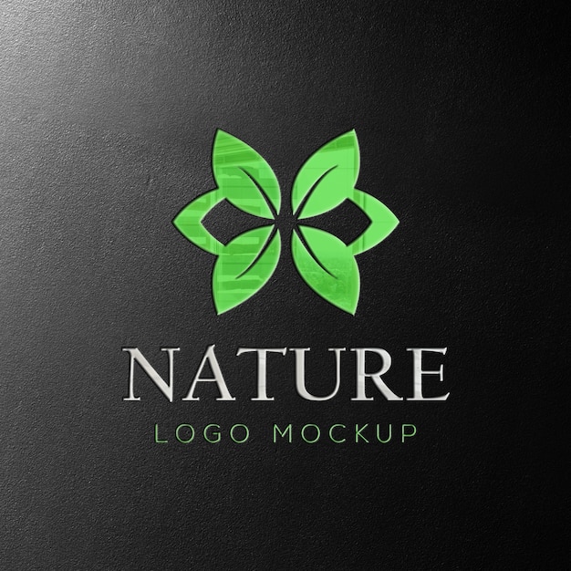 PSD mockup logo natura con effetto lucido