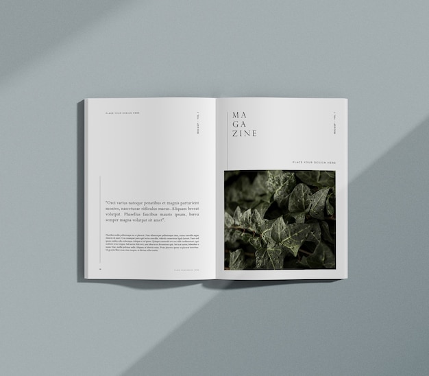 Nature and plants editorial magazine mock-up