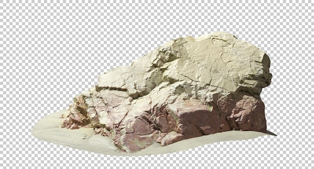 PSD nature reef rock beaches on sand cutout backgrounds 3d render