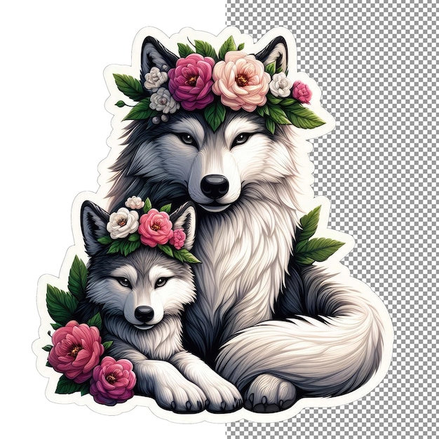 PSD nature's embrace animal motherhood among flowers sticker