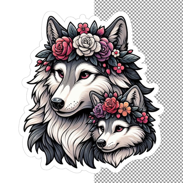 PSD nature's embrace animal motherhood among flowers sticker