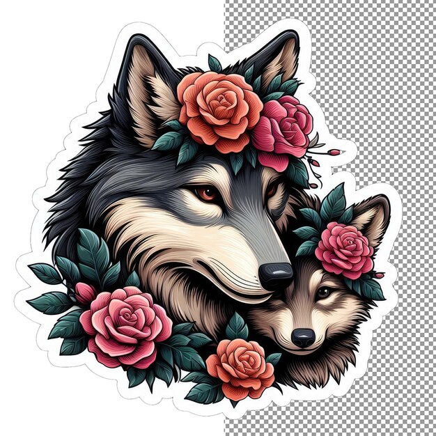 PSD nature's embrace animal motherhood among flowers sticker