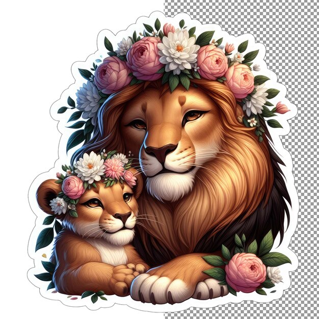 PSD nature's nurture animal mom and baby in floral bliss sticker